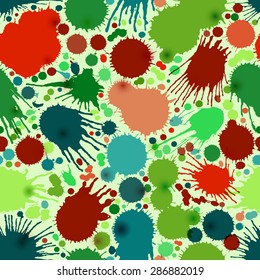 Seamless background of color splashes and smudges. EPS-10 vector.