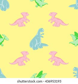 Seamless background. Colored dinosaurs