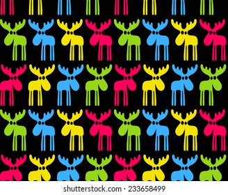 Seamless background with colored elks