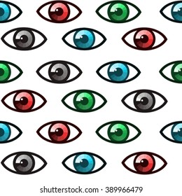 Seamless background with colored eyes