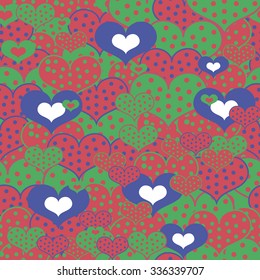 Seamless background with colored hearts