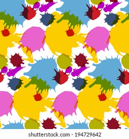 Seamless background of colored ink blots. The illustration contains transparency and effects.