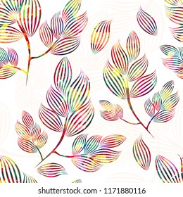 Seamless background of colored leaves