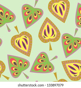 Seamless background with colored leaves