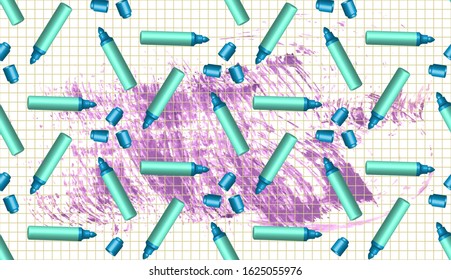Seamless background with colored markers.