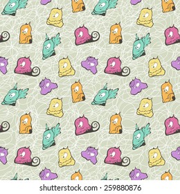 seamless background of colored monsters