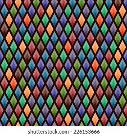 Seamless background of colored rhombuses in ethnic shades