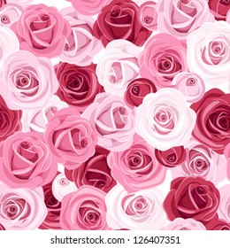 Seamless background with colored roses. Vector illustration.