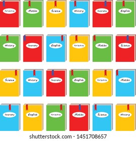 Seamless background with colored school books for school pattern print