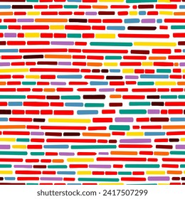 Seamless background of colored stripes. hand drawing. Not AI, Vector illustration
