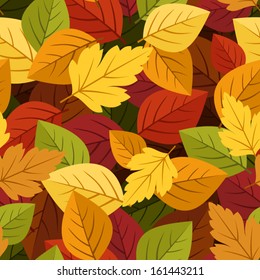 Seamless background with colorful autumn leaves. Vector illustration.