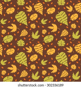 Seamless background with colorful autumn leaves. Vector illustration.