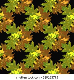 Seamless background with colorful autumn leaves, vector illustration.