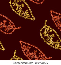 Seamless background with colorful autumn leaves, vector illustration.