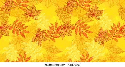 Seamless background with colorful autumn leaves. Vector illustration.