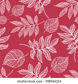 Seamless background with colorful autumn leaves. Vector illustration.