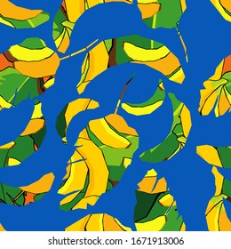 Seamless background with colorful Bananas. Pop-art. Vector illustration for web design or print.