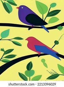 seamless background with colorful birds