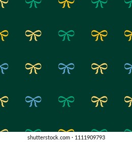 Seamless Background with Colorful Bows. Trendy Pattern for Postcard, Print, Banner or Poster. Little Pretty Bows For Party Decoration, Wedding, Birthday or Anniversary Invitation. Vector