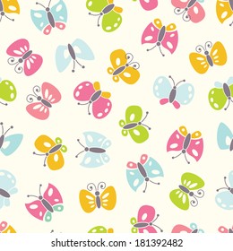 Seamless background with colorful butterfies. EPS 8 vector illustration.