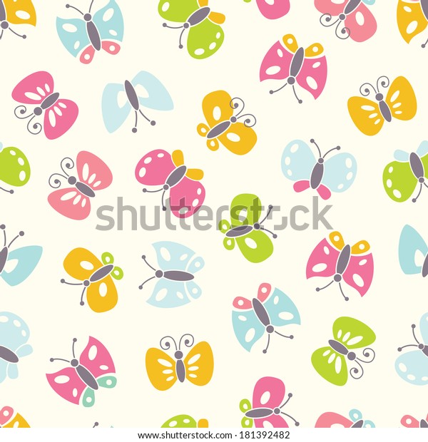 Seamless background with colorful butterflies. EPS 8 vector illustration. Butterfly mural.
