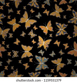 Seamless background of colorful butterflies. Nice background for design of fabric, paper, wrappers and wallpaper. Vector illustration.