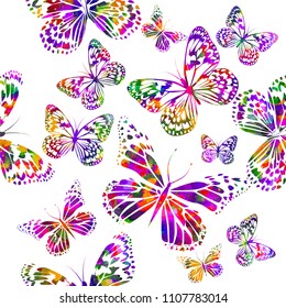 Seamless Background Colorful Butterflies Vector Stock Vector (Royalty ...