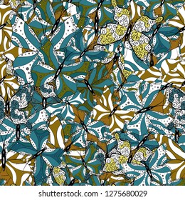 Seamless background of colorful butterflies. Vector illustration. Nice background for wrappers and wallpaper, design of fabric, paper. Cute butterflies on black, white and blue.