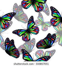 Seamless background with colorful butterflies. Vector