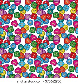 Seamless background with colorful buttons, vector illustration.
