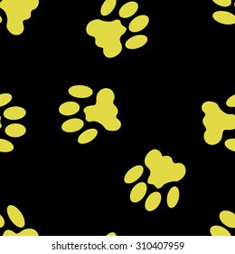 Seamless background with colorful cat tracks for creating card, web page background, wallpaper and textile.