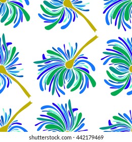 Seamless background with colorful chrysanthemum flowers, vector illustration.