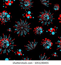 Seamless background with colorful circles, abstract flowers and 