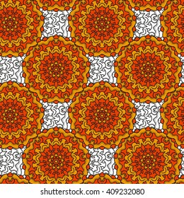 Seamless background with colorful circular patterns. Bright mandala for Wallpaper.