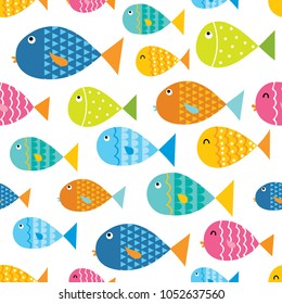 seamless background with colorful cute fish