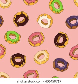 Seamless background with colorful donuts