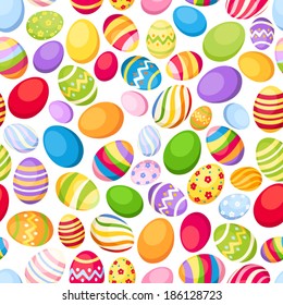 Seamless background with colorful Easter eggs. Vector illustration.