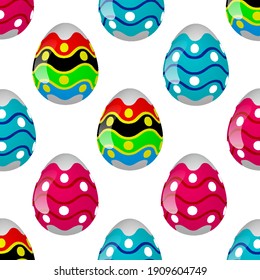 Seamless background of colorful easter eggs, vector art illustration pattern.