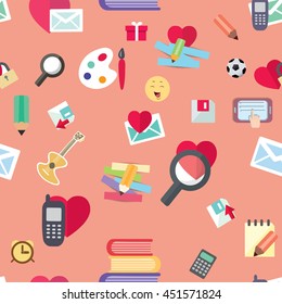 seamless background with colorful Education icons