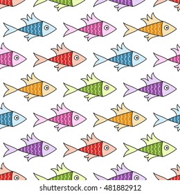 Seamless background of colorful fish
