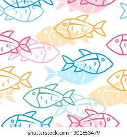 Seamless background with colorful fish icons