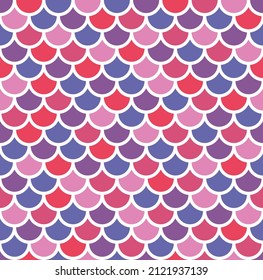 Seamless background colorful fish scale pattern. Color trendy 2022 very peri. Design texture elements for fabric, tile, banner, card, cover, poster, backdrop, wall. Vector illustration.