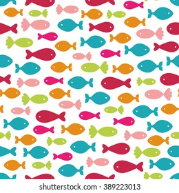 Seamless background with colorful fishes
