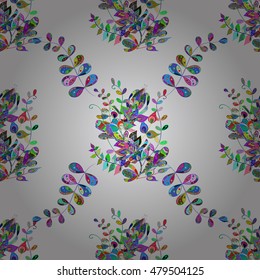 Seamless background with colorful floral elements on light elements. Vector.