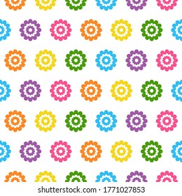 Seamless background with colorful flowers in flat design
