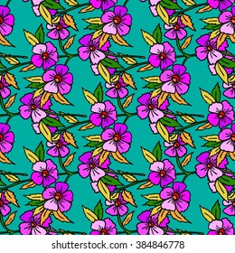 Seamless background with colorful flowers. Vector illustration.