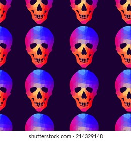 Seamless background with colorful geometric skull 