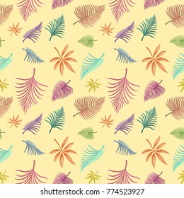 Seamless background with colorful leaves illustration