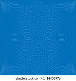 Seamless background with colorful lines and circles on blue background. For printing, textiles, wrapping paper, etc. Vector.