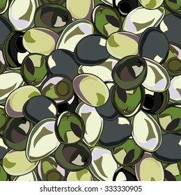 Seamless background with colorful olives 